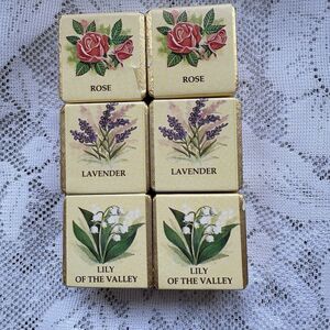 Vintage Bath Cubes Rose Lavender Lily of the Valley England NOS Guest Size